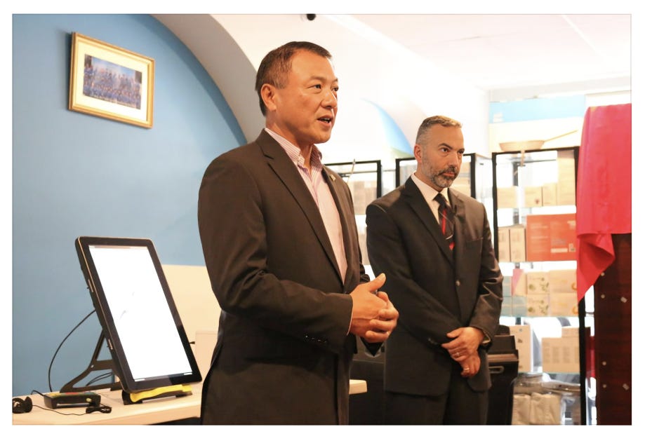 Jay Lin hosting a demonstration of Dominion voting machines for the Georgia Secretary of State's office.