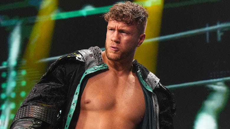 Will Ospreay looks on intensely
