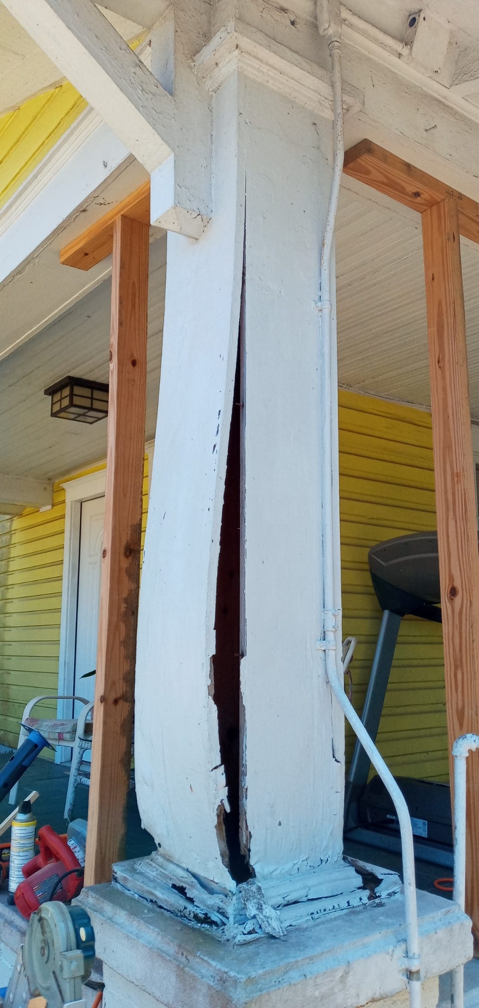 Front porch column (before).