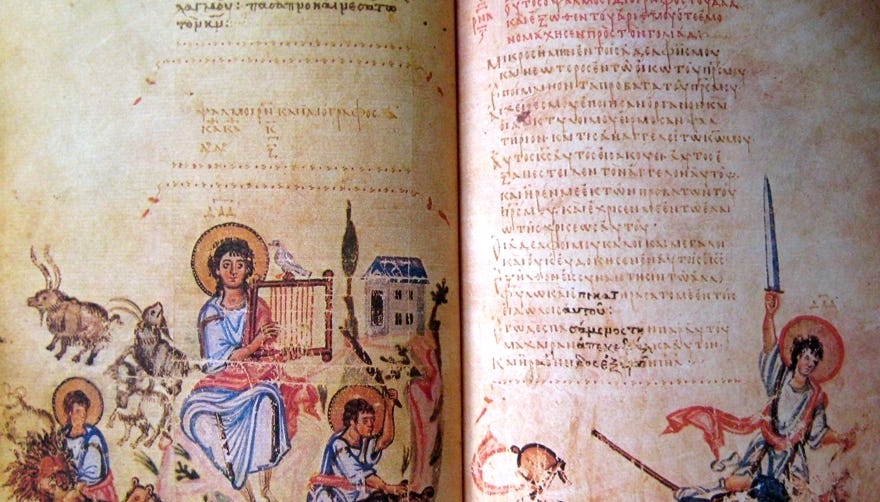 Medieval Biblical Text with illustrations