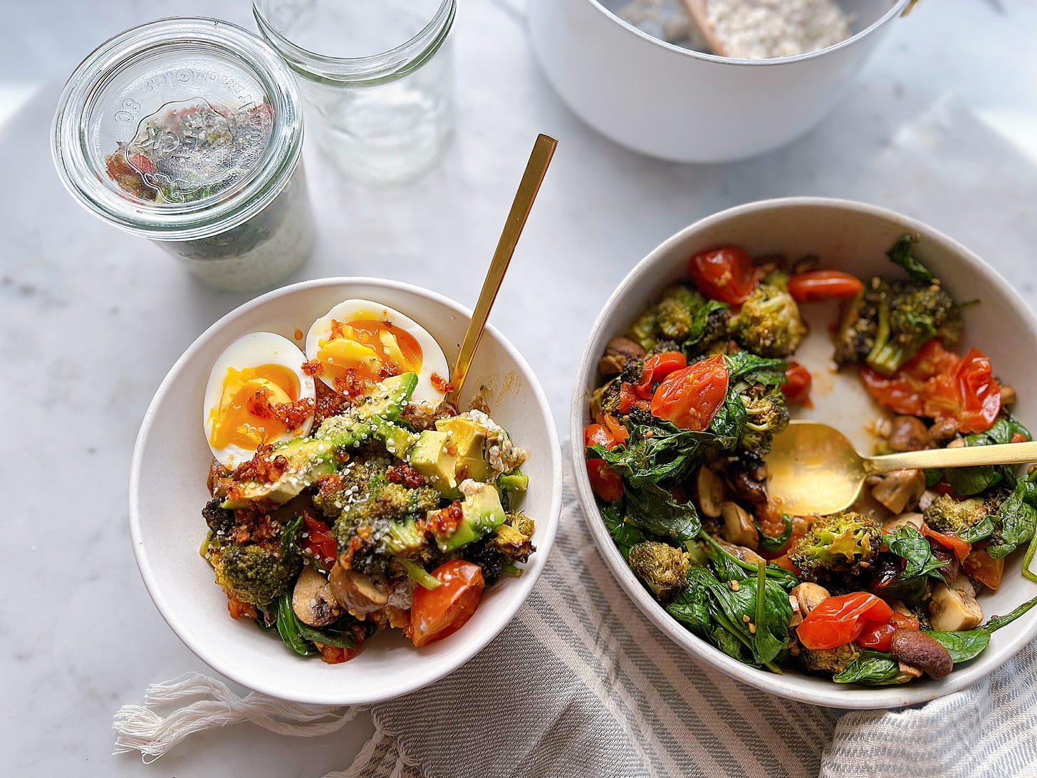 Savory Breakfast Porridge with Vegetables on the side