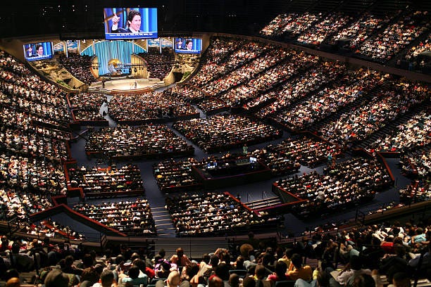 Service at Lakewood Church in Houston, where Pastor Joel Osteen preaches to some 25,000 people each week. There are currently 842 mega churches that...