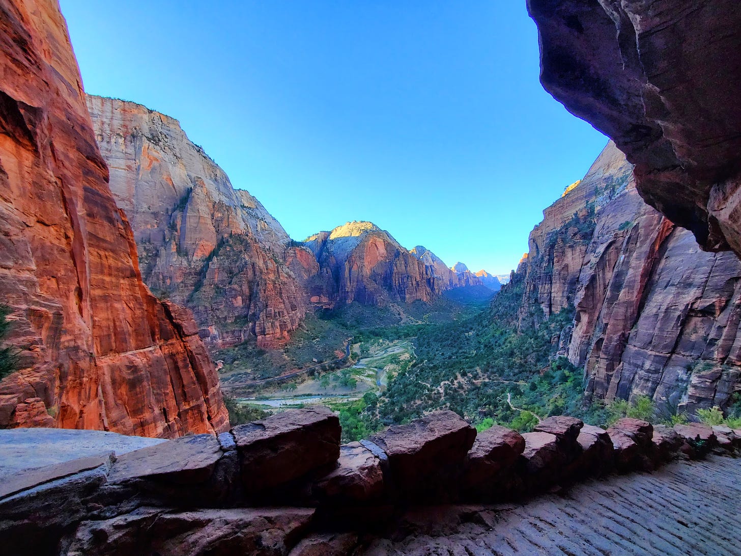 View of the valley in Zion National Park from the ramps up to Angel's Landing