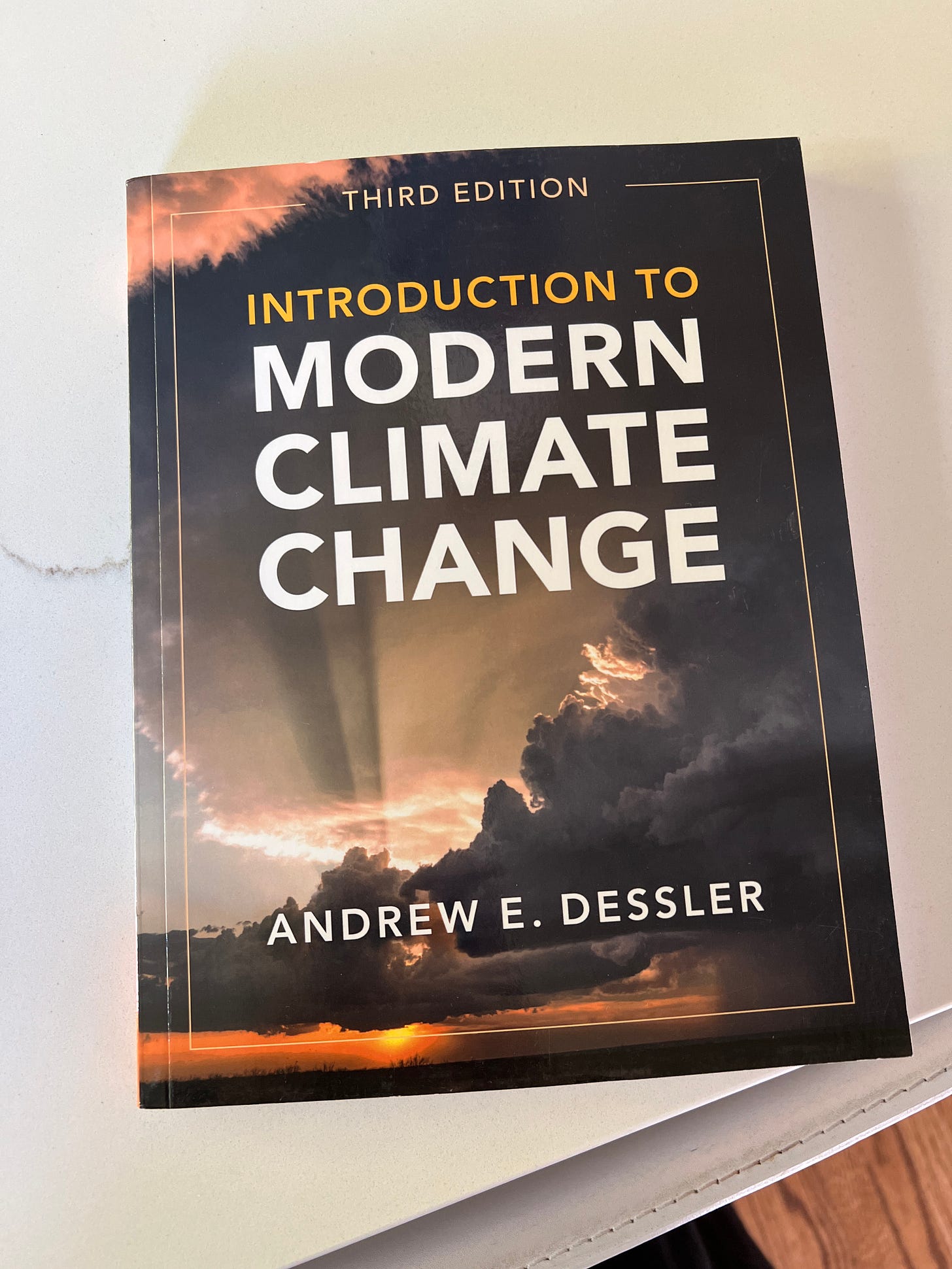 A picture of my copy of the book Introduction to Modern Climate Change by Andrew Dessler