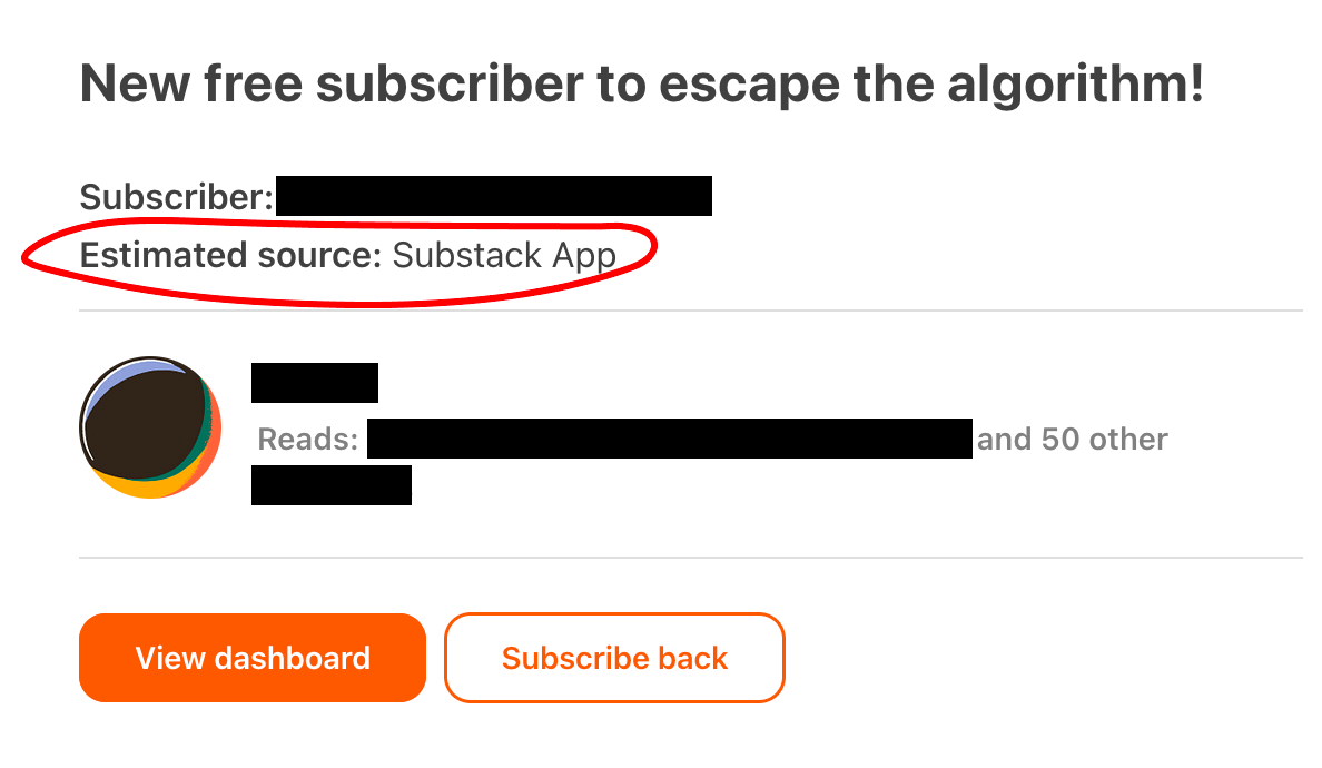 New free scriber to escape the algorithm! Estimated source: Substack App