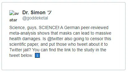 Simon claims PPE is causing harm, and cries out that Twitter is going to "silence" him
