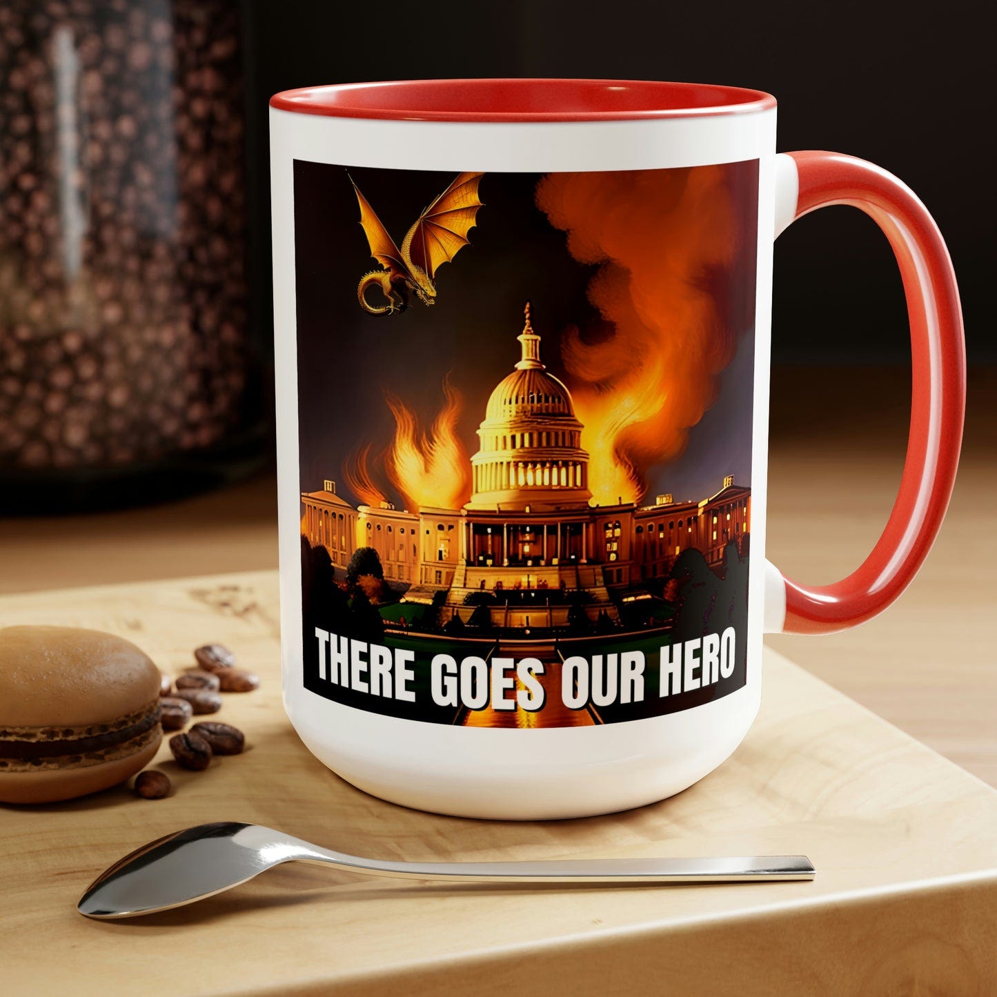 There Goes Our Hero Two-Tone Coffee Mugs, 15oz