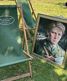 Oil Painting of Rupert Brooke at The Orchard Tea Rooms by artist Stephen Hopper (2023)
