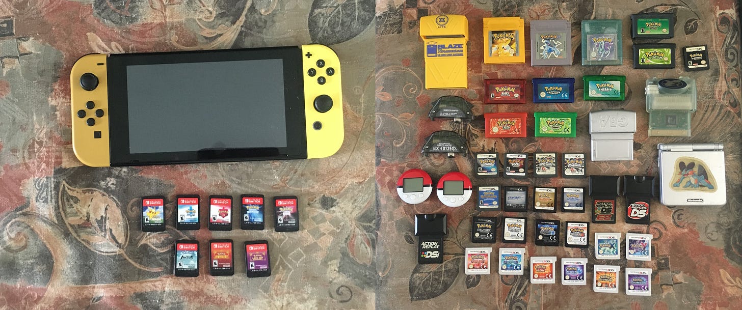 Jolty's collection of Pokémon games, consoles, and devices