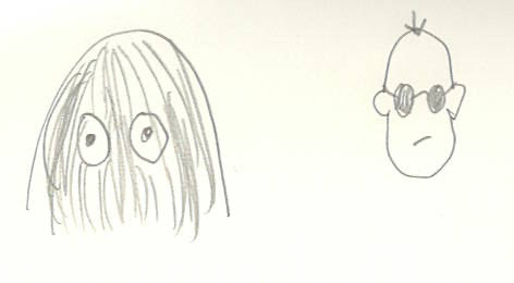 Terry’s hair before and after haircut. Drawing by Terry Freedman