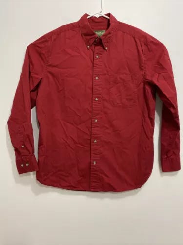 Eddie Bauer Sz Large Button Up Rufton Twill Longsleeves Pocket Men's Shirt - Picture 1 of 9