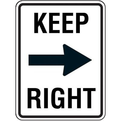 Reflective Speed Limit Signs - Keep Right (with Arrow)