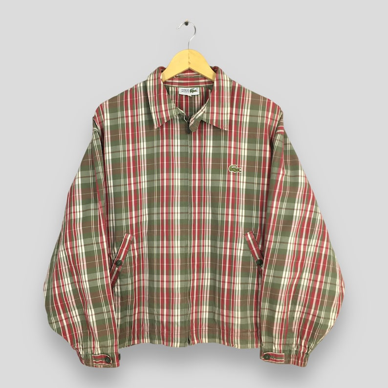 Vintage Lacoste Zipper Harrington Jacket Large Menswear Fashion Chemise Lacoste Casual Plaid Tartan Checkered Lacoste Outerwear Coat Size L image 1