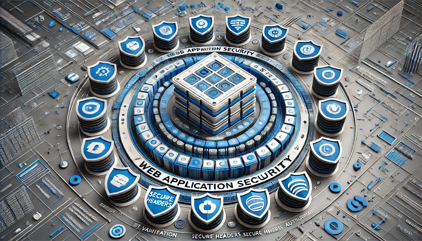 Visual of ASP.NET application surrounded by security layers like encryption, authentication, and more.