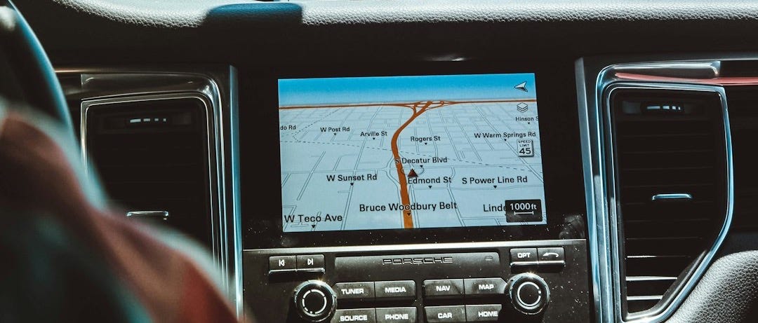 black GPS navigator turned on