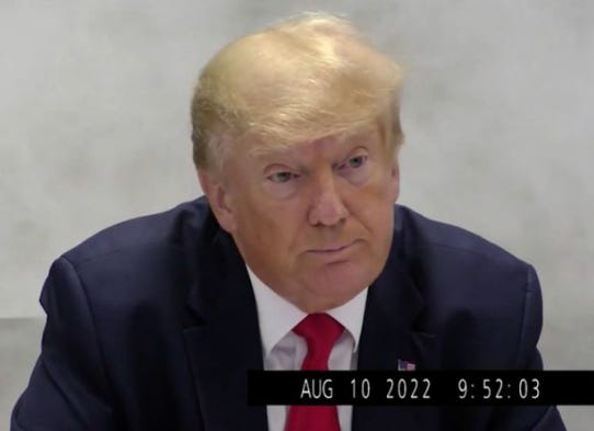 In a deposition last year, Donald Trump pled the fifth over 440 times. (Screenshot of video from the New York attorney general's office.)