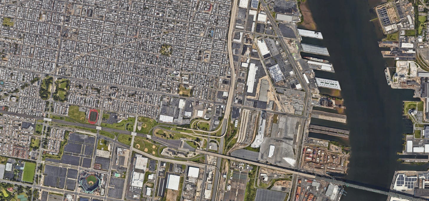 Aerial view of Citizens Bank Park and surrounding area