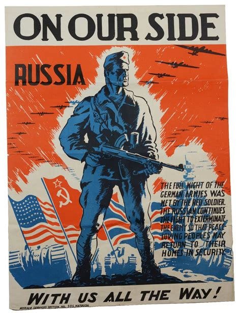 ON OUR SIDE 4 WWII Propaganda Posters Russia British Chinese French ...