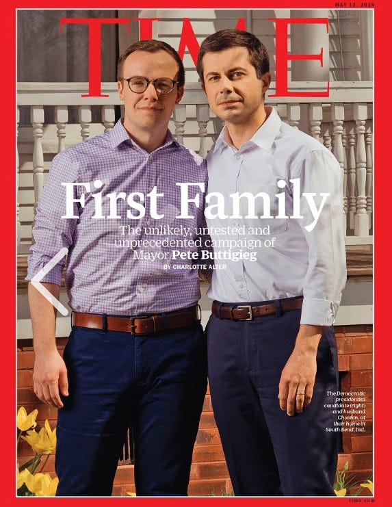 From May 2019, lest we forget that Mayor Pete Buttgig was the Regime’s first choice. Time Magazine cover with Pete Buttigieg.