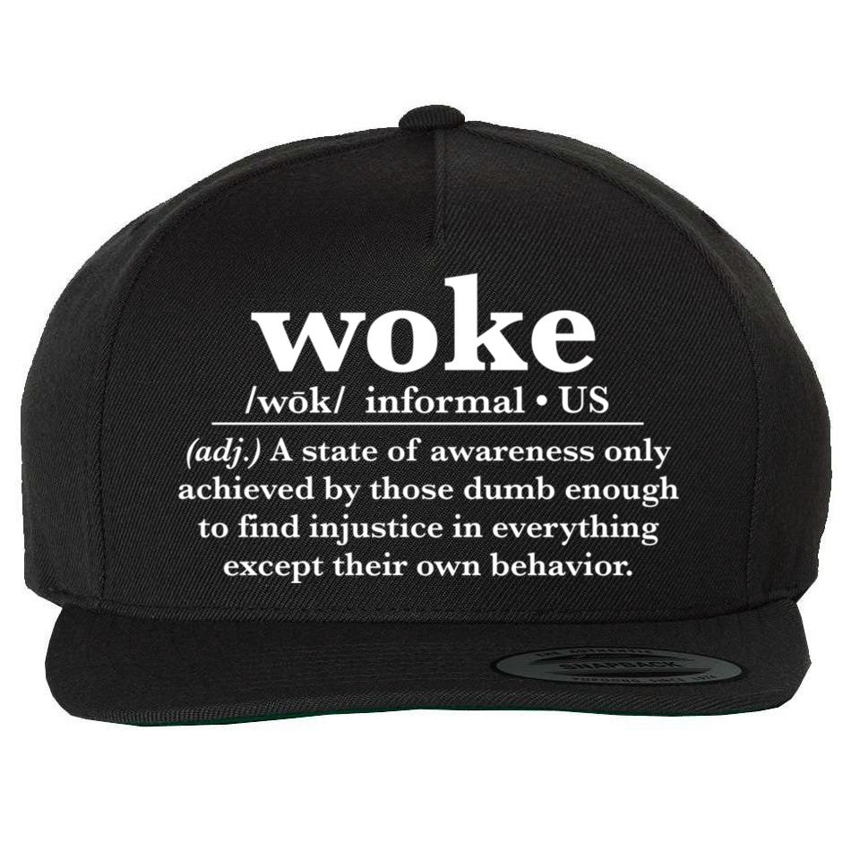 Funny Woke Definition Anti Woke Meme Gift Wool Snapback Cap | TeeShirtPalace