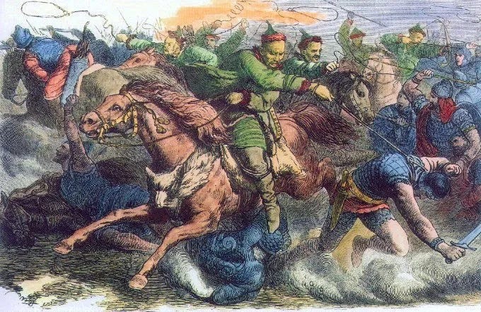 Illustration of greens fighting blues
