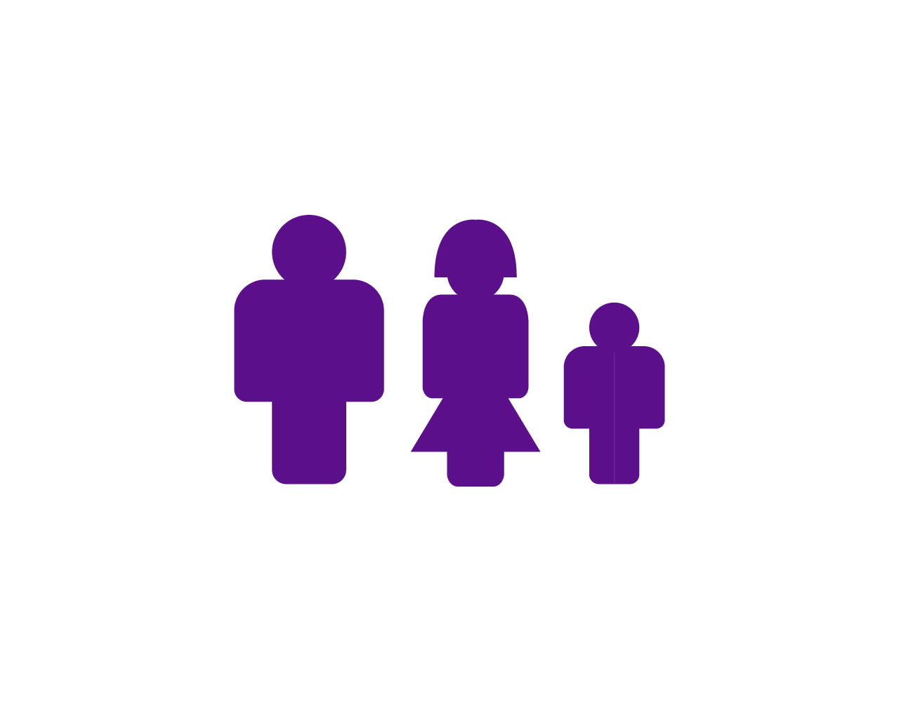 three generic stickfigures representing one adult man, one adult woman, and one male child