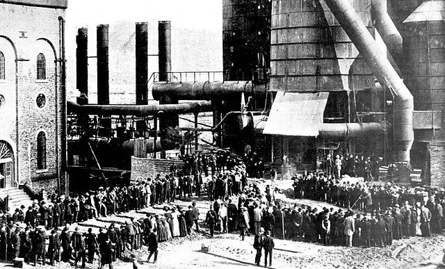 Industrial Revolution goes global; crowd gathers in Australia to watch opening of blast furnace, 1907