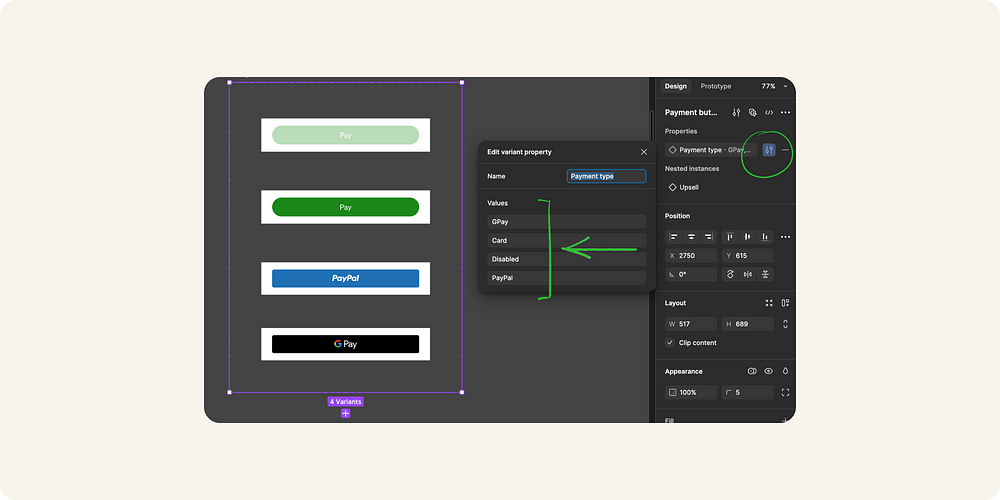 Screenshot of Figma to emphasize the care needed on case