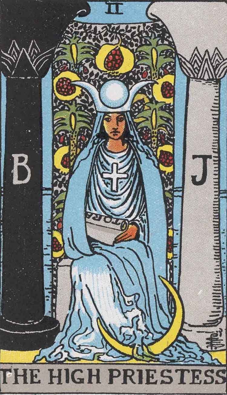 Waite Smith Tarot - High Priestess - Public Domain Image