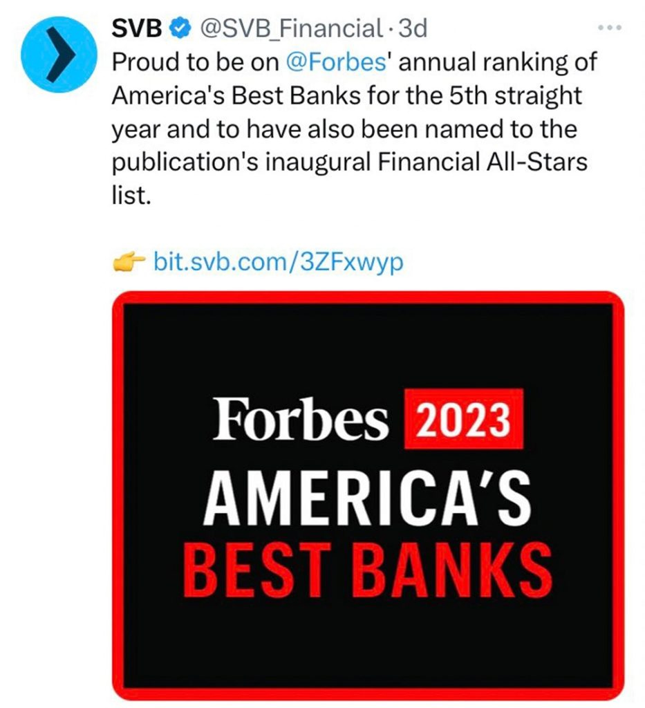 Silicon Valley Bank SVB Forbes America beste banker