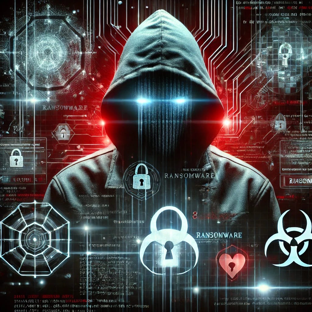 A high-impact, cinematic-style digital illustration of a cybercriminal wearing a hood, surrounded by digital code and ransomware-related symbols, symbolizing the 8Base ransomware group. The background features a dark futuristic hacking environment with glowing red and blue elements, conveying the intensity of a cyber attack.