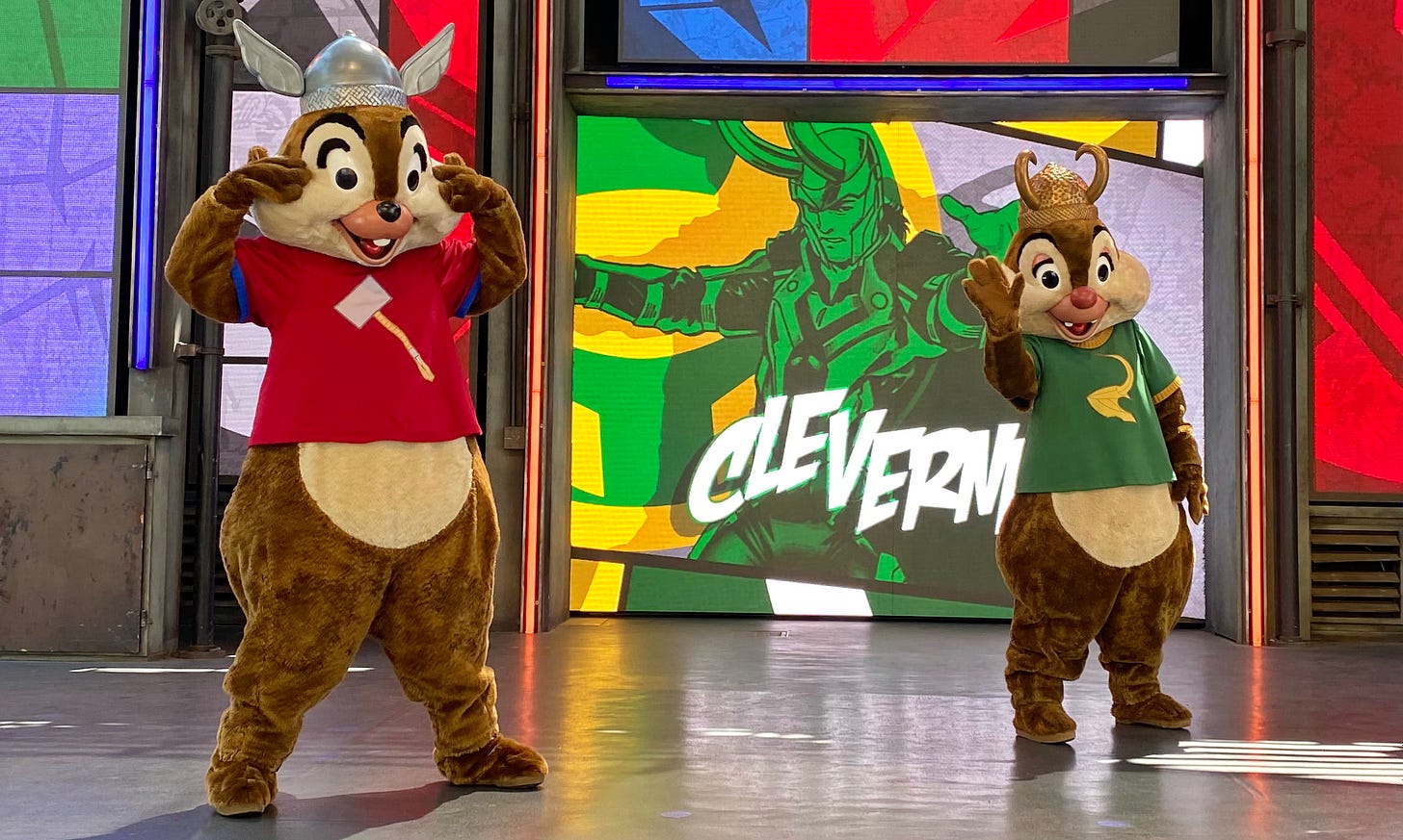 Chip & Dale in their Thor and Loki costumes