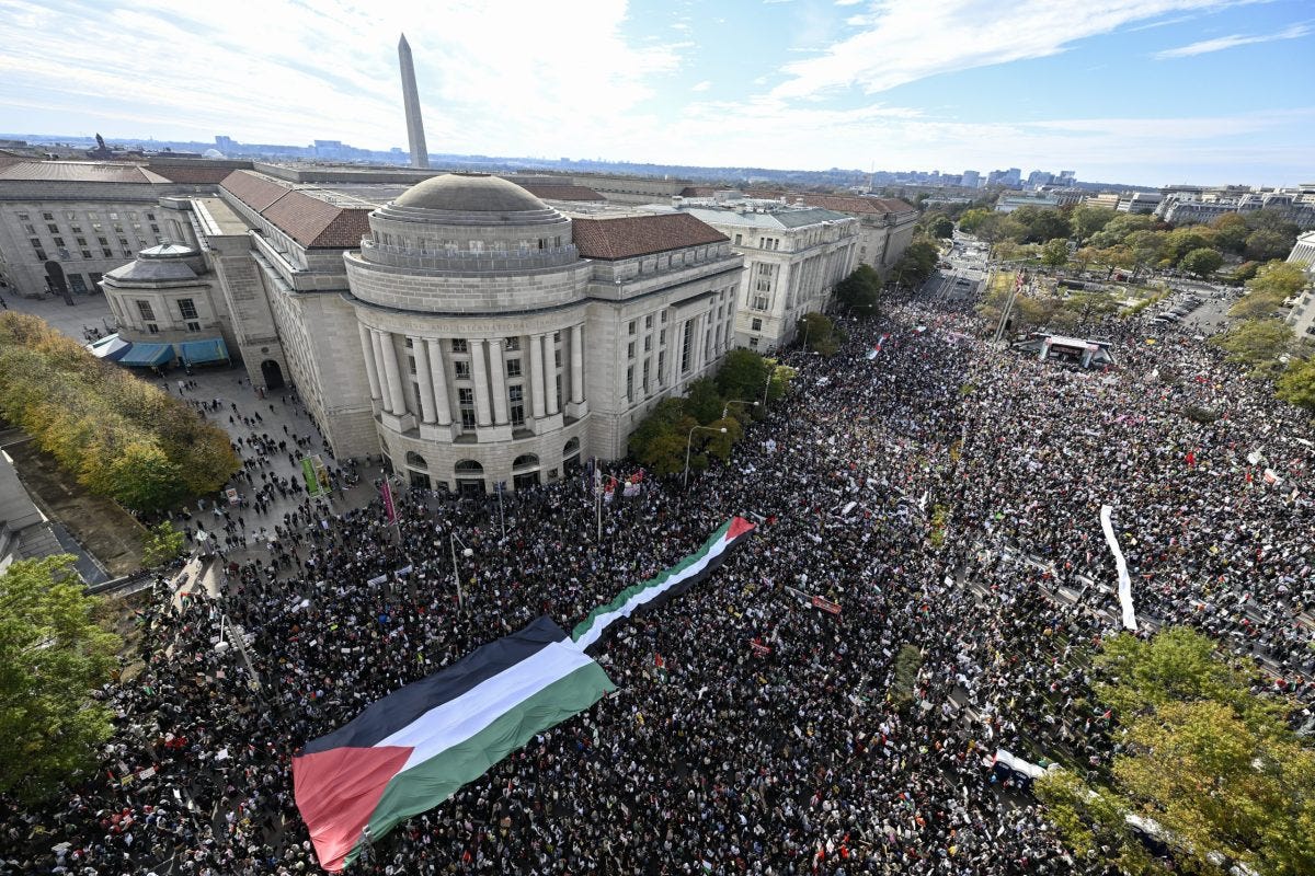 Over 100,000 march on Washington, DC for a free Palestine, demanding  ceasefire
