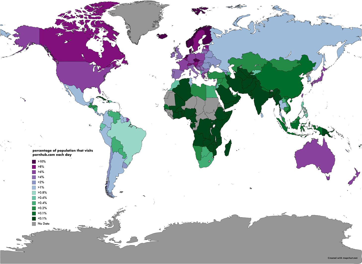 OC] Average Percentage of Total Population that Visits Pornhub.com Per Day  : r/dataisbeautiful