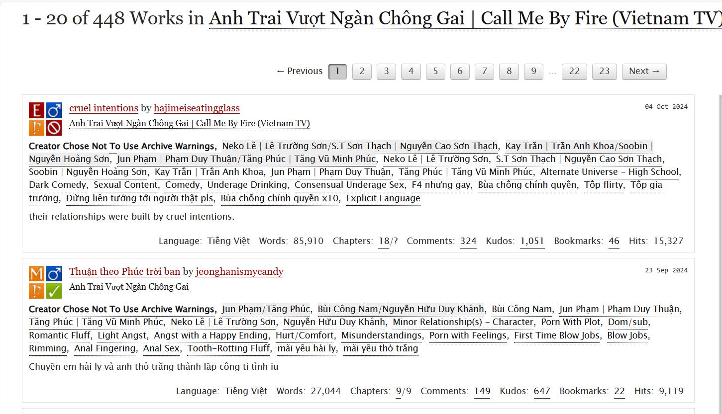 AO3’s fanfiction of Anh Trai Vượt Ngàn Chông Gai