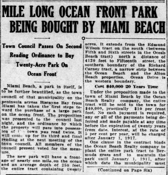 Article in Miami Metropolis on September 22, 1915.