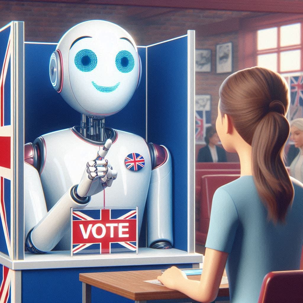 AI machine in UK voting booth
