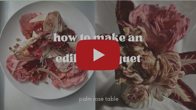 how to make an edible bouquet with pink radicchio | easy Valentine’s Day flowers and salad recipe