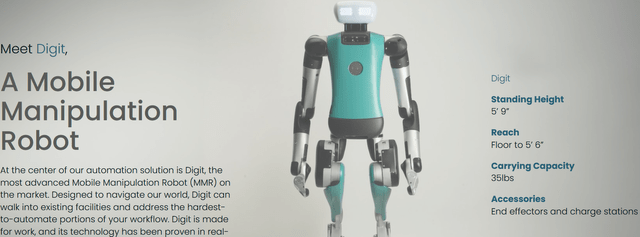 Agility Robotics humanoid robot "Digit' is an advanced Mobile Manipulation Robot