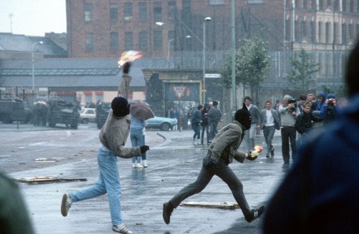 Molotov cocktails were the weapons of choice during the Troubles in Northern Ireland, even on a ...
