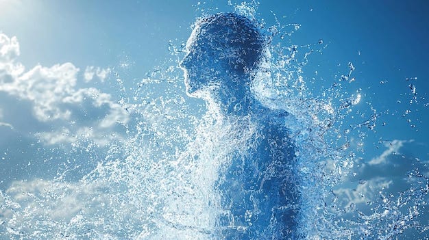 A surreal image of a person made of water symbolizing the role of liquids  in the excretory system | Premium AI-generated image