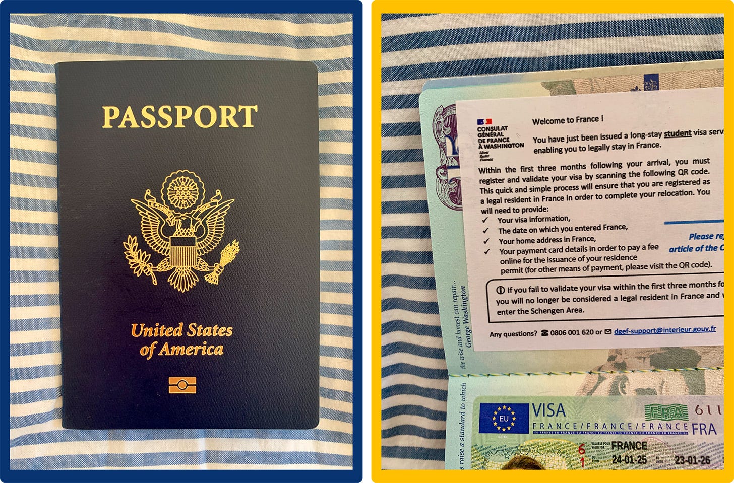 Photos of my passport and visa