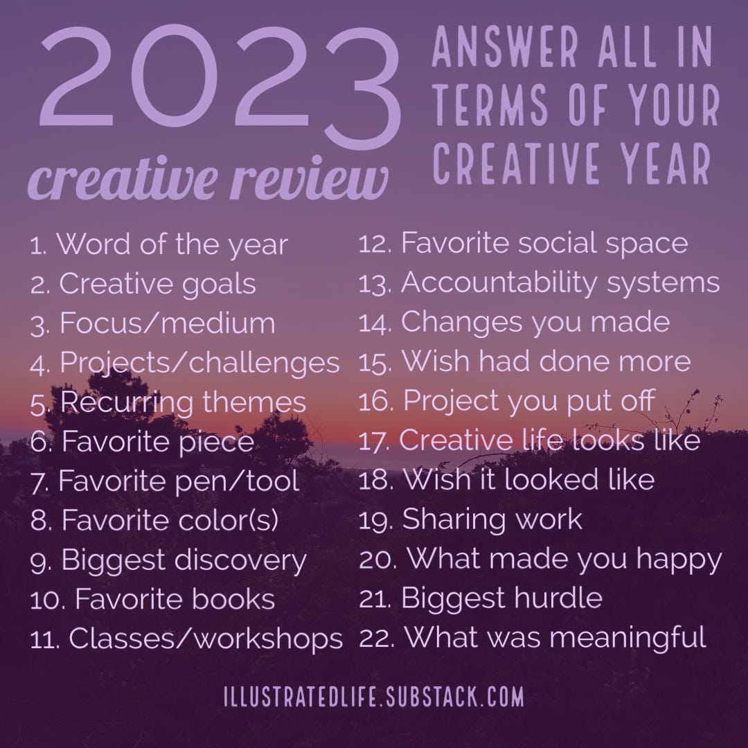 Year-End Creative Life Review for 2023 questions