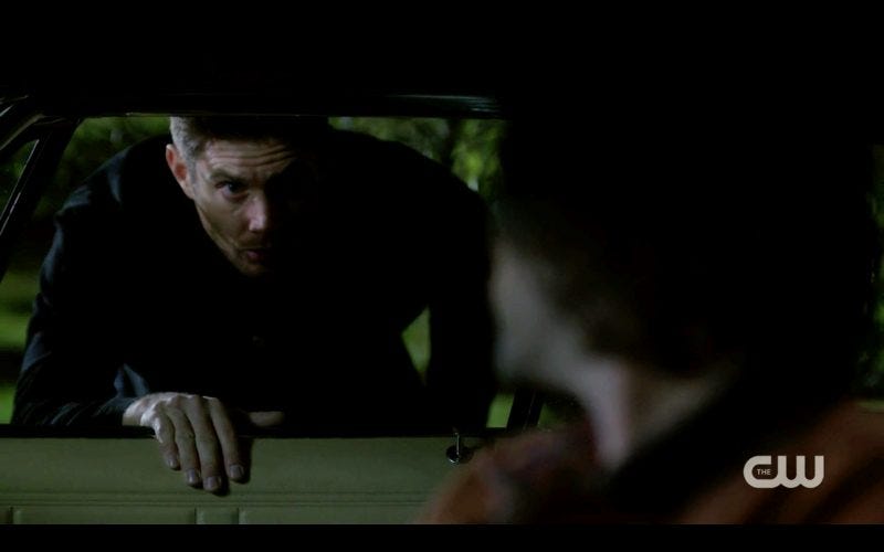 dean cwinchester not happy sam driving baby supernatural 1308