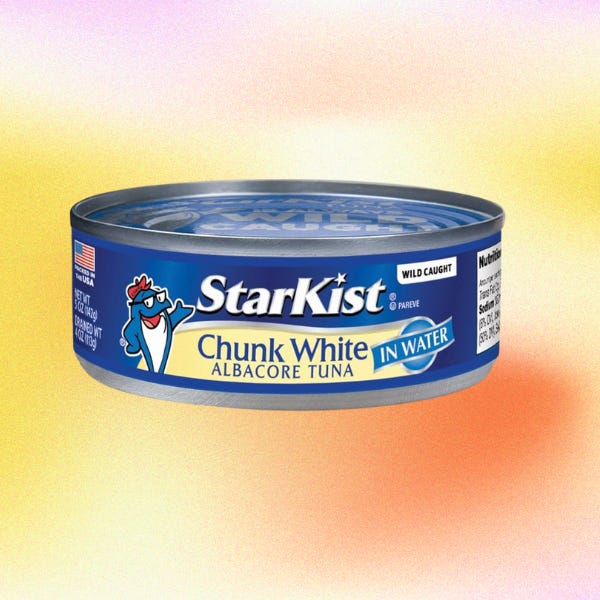 a can of starkist tuna on a gradient background