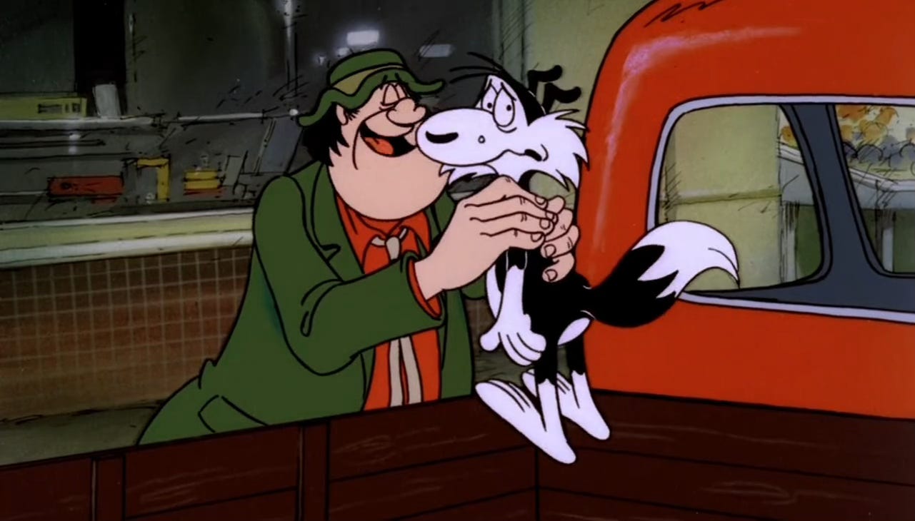 Frame from the 1986 animated New Zealand film Footrot Flats - The Dog's Tale