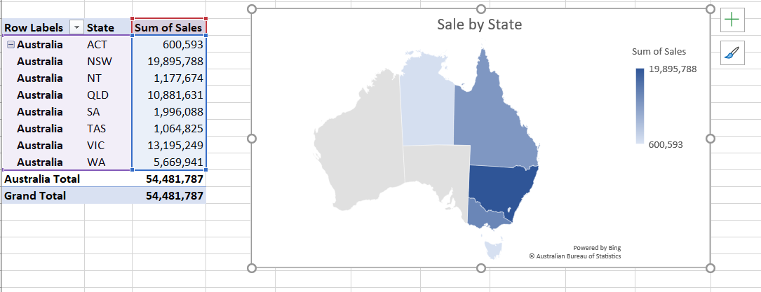 vẽ biểu đồ Map với Pivot Table