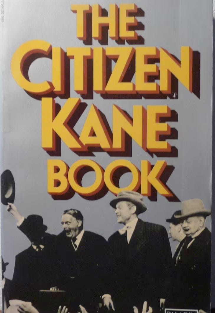 Front cover of The Citizen Kane Book, a collection of writings about Orson Welles' film