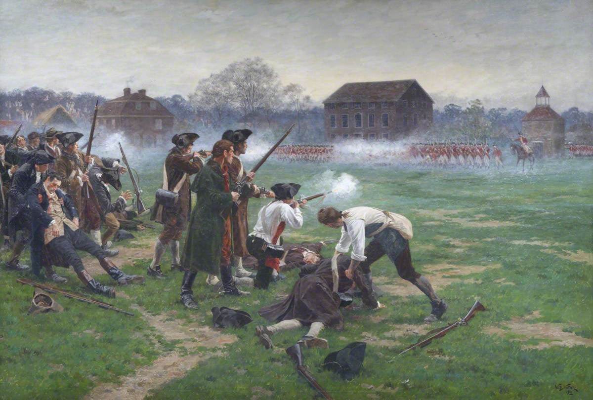'Battle on Lexington Green' as painted by William Barnes Wollen