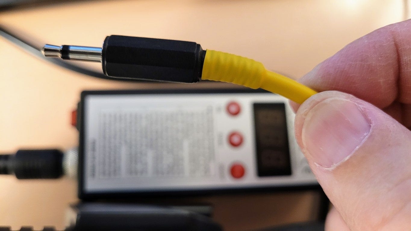 The completed plug with heat shrink tubing